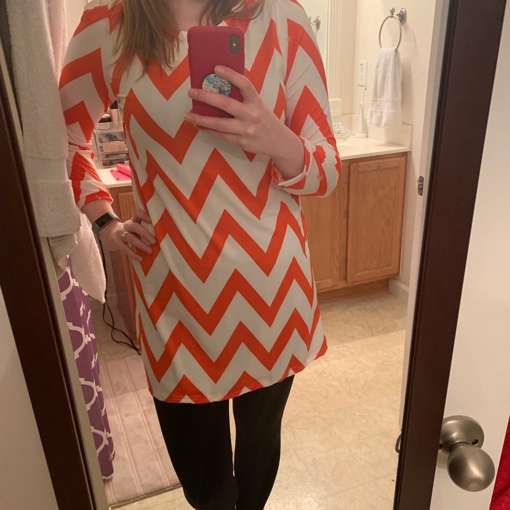 Orange and White Chevron Tunic. Perfect for UT!